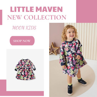 Váy bé gái dài tay Little Maven váy nỉ bé gái pony S1685