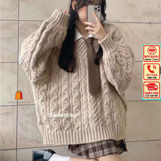 Áo Len Cổ V Dáng Dài From Rộng Phong Cách Hàn Quốc 5 Màu Dễ Mặc Thời Trang Nữ Hàng Qccc Shopquacam