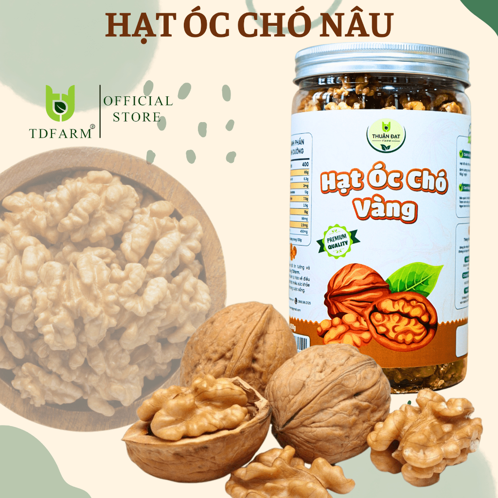 Nhân óc chó vàng Mỹ sấy chín 500g TDFARM hạt óc chó dinh dưỡng cho bà bầu, giảm ăn, ăn kiêng, eatclean, healthy