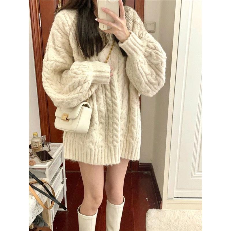 Áo Len Dáng Dài From Rộng Tay Dài, Áo Len Cổ Tim 5 Phối Thừng Màu Dễ Mặc Phù Hợp Với Mọi Lứa Tuổi Hàng Matmat