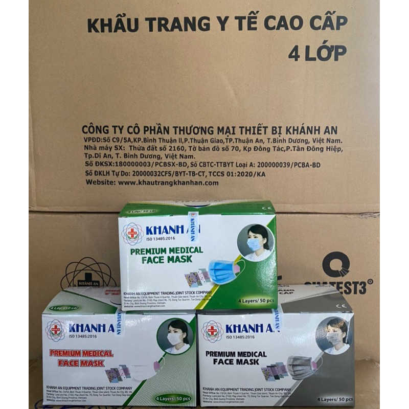 Hộp 50 cái khẩu trang y tế Khánh An 4 lớp kháng khuẩn 