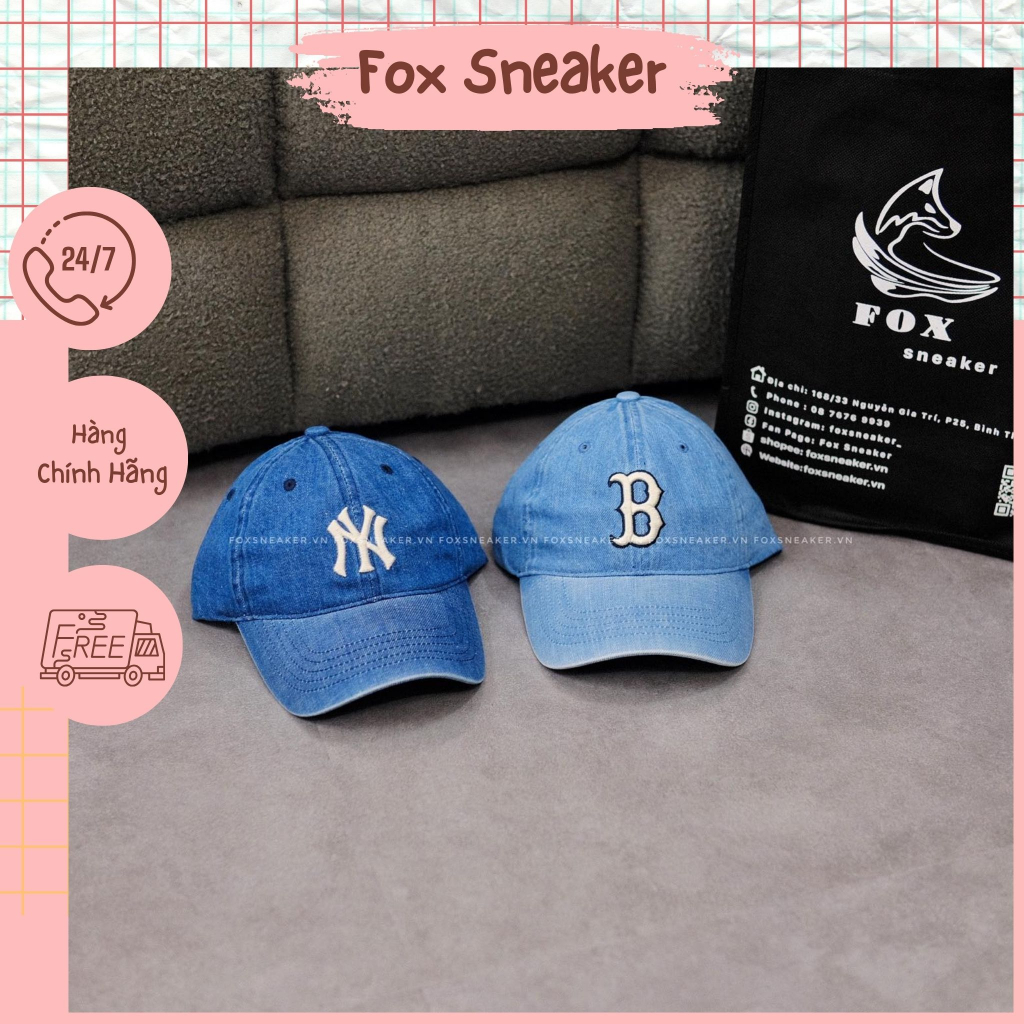 Mũ Nón MLB Denim New York Yankees &amp; Boston Red Sox Màu Xanh Hàng Chính Hãng | Fox Sneaker