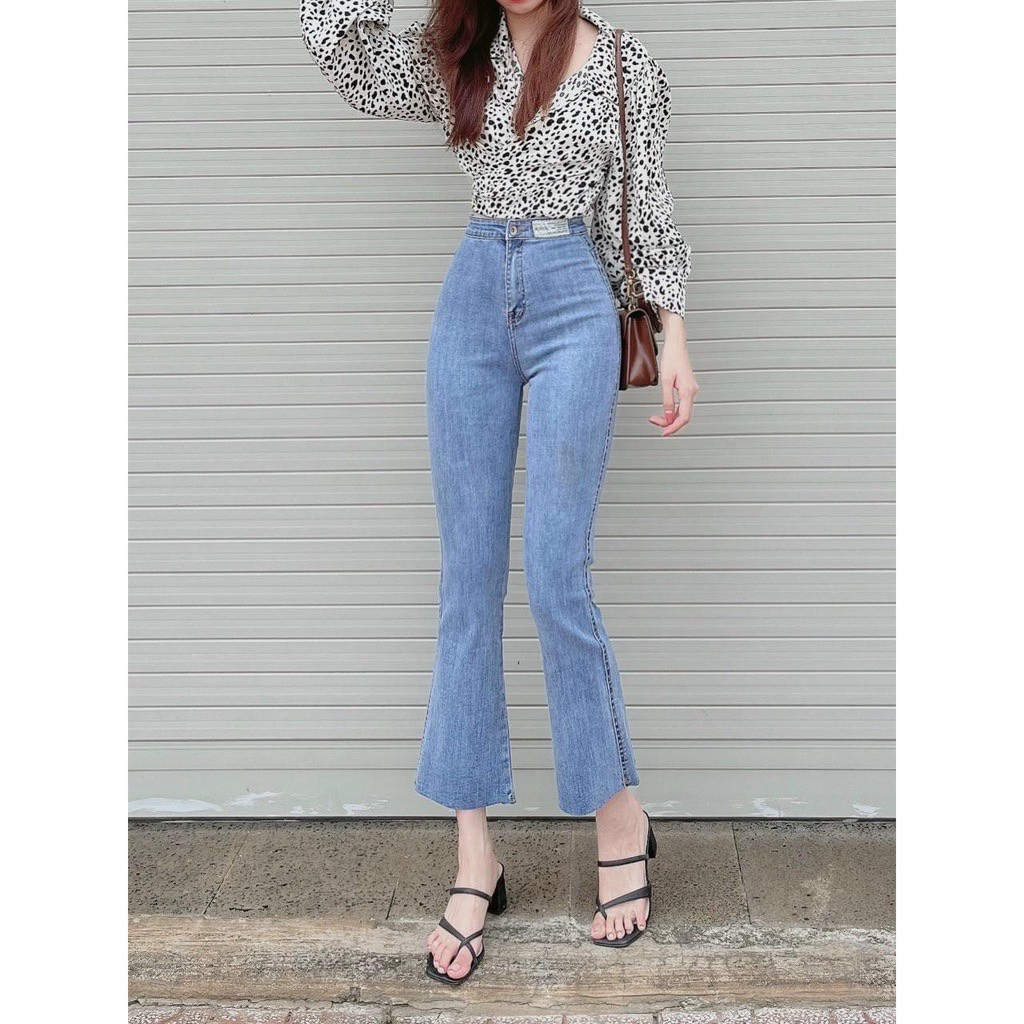 Quần bò xuông 2 khuy, quần jeans ống rộng lưng cao, vải bò dày đẹp , không giãn ,dáng suông đủ size