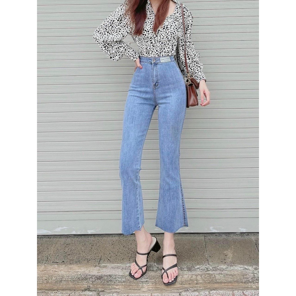 Quần bò xuông 2 khuy, quần jeans ống rộng lưng cao, vải bò dày đẹp , không giãn ,dáng suông đủ size