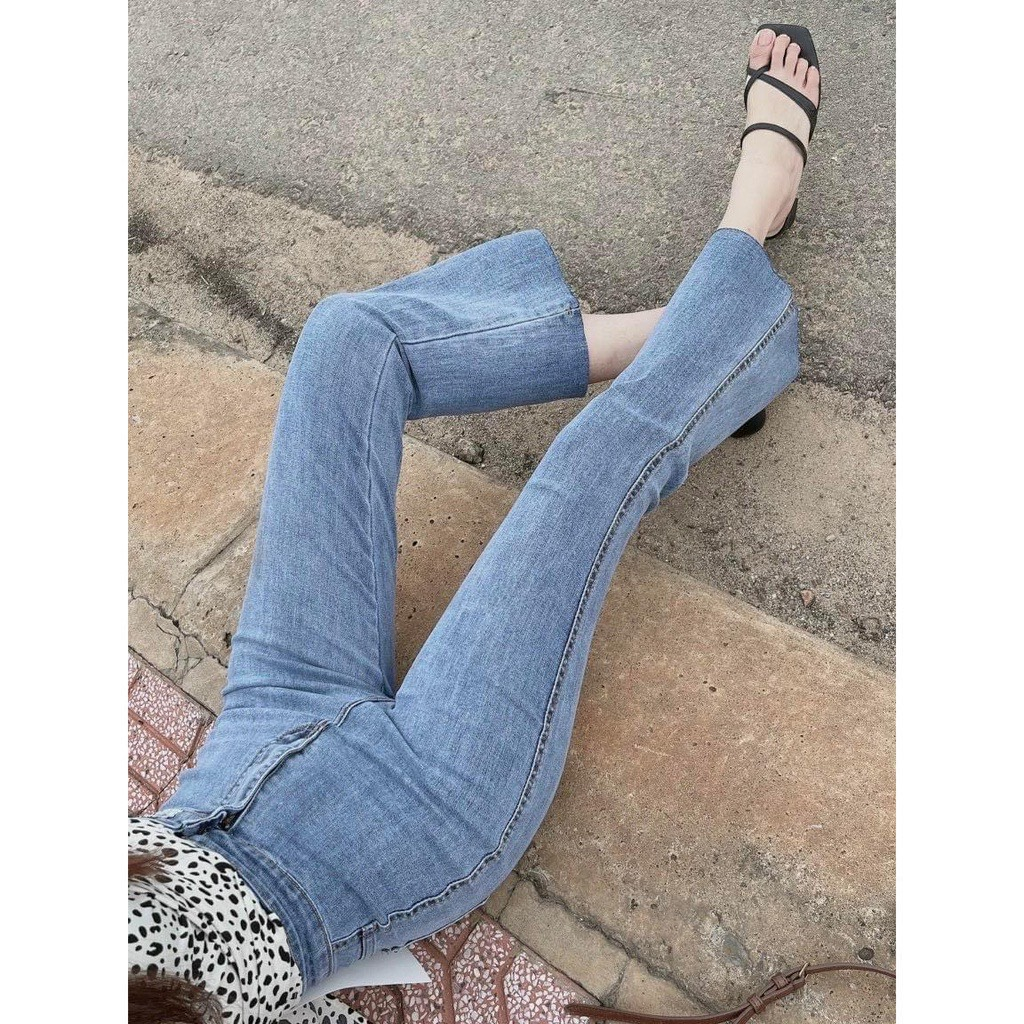 Quần bò xuông 2 khuy, quần jeans ống rộng lưng cao, vải bò dày đẹp , không giãn ,dáng suông đủ size