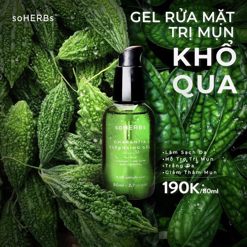 Sửa rửa mặt khổ qua 80ml Soherbs, làm sạch da, kiềm dầu, the mát, ít bọt, ngăn ngừa mụn