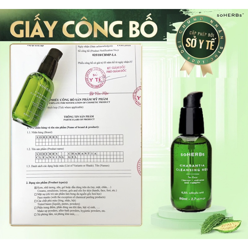 Sửa rửa mặt khổ qua 80ml Soherbs, làm sạch da, kiềm dầu, the mát, ít bọt, ngăn ngừa mụn