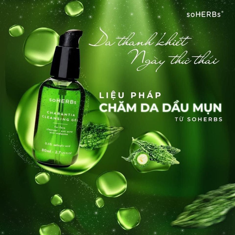 Sửa rửa mặt khổ qua 80ml Soherbs, làm sạch da, kiềm dầu, the mát, ít bọt, ngăn ngừa mụn