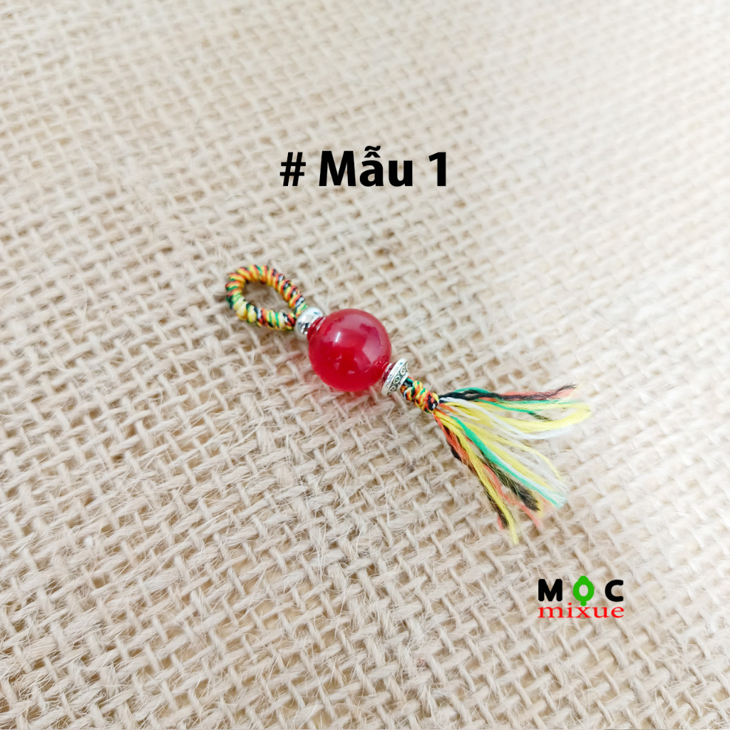 Hạt đá Thắt Nút Ngũ Sắc Phong cách Mixue đen đỏ 12mm charm mạ bạc làm trang trí Móc Khóa , Mặt Dây Chuyền