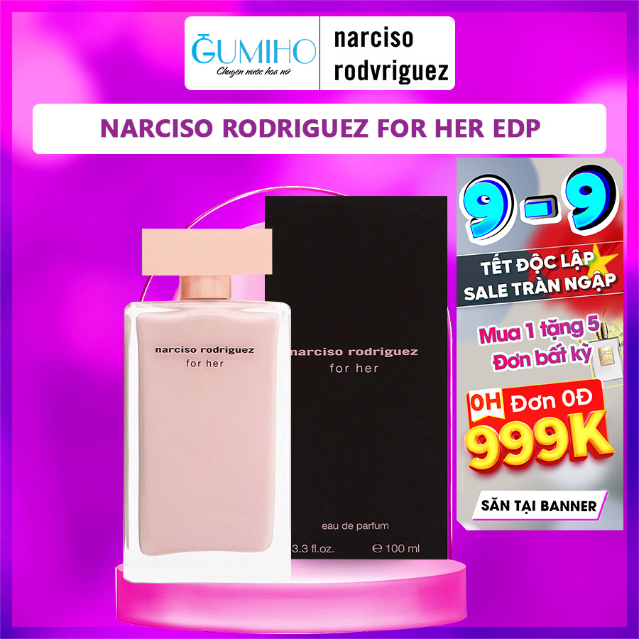 Nước hoa nữ hương phấn Narciso Rodriguez For Her EDP - Nar Hồng nhạt cao - Gumiho Perfume