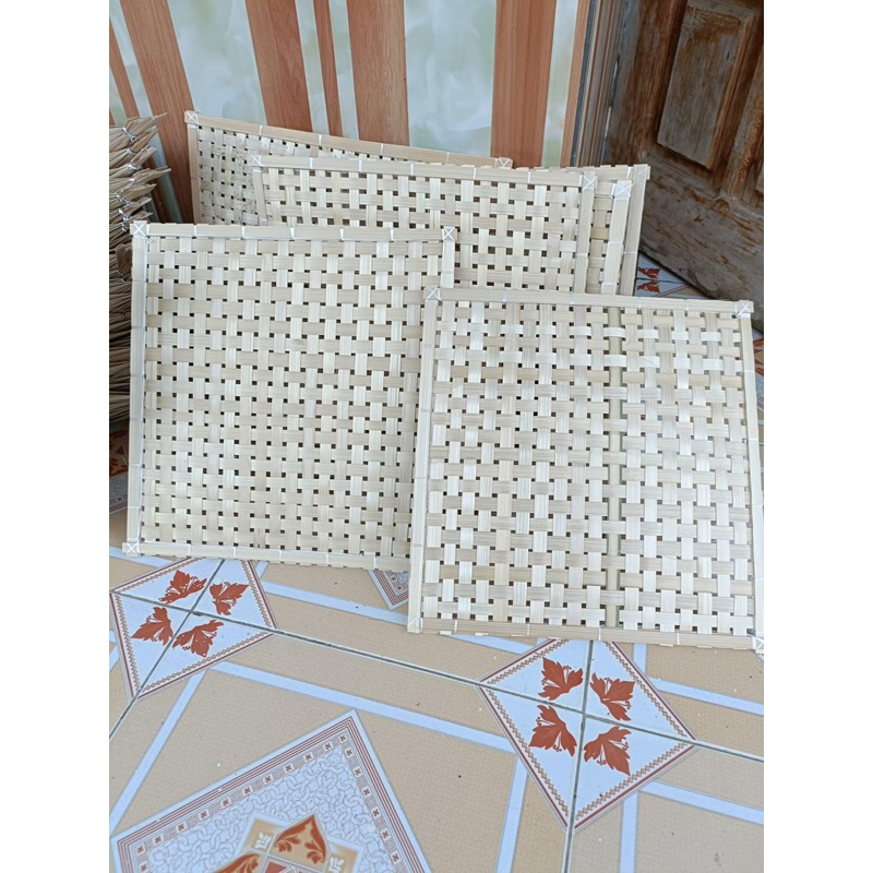 Tấm tre đan, mành tre, mẹt tre vuông trang trí, decor trường mầm non, trang tí tết, trang trí khánh, biểu ngữ