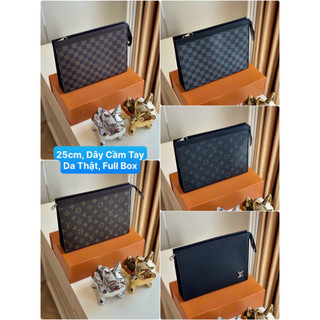 Ví cầm tay nam nữ clutch lv unisex size 25 da thật full box