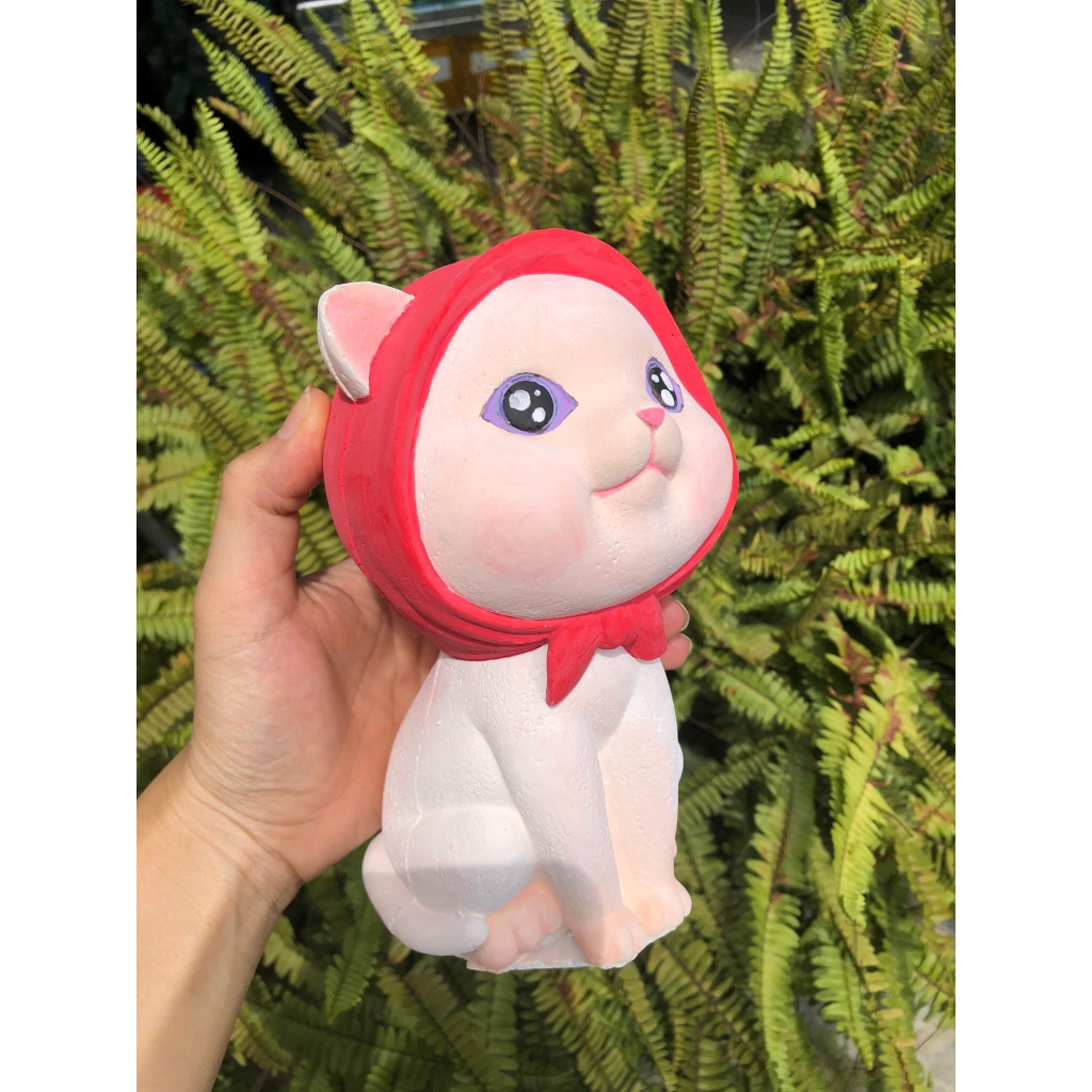 Tượng thạch cao tô màu Mèo quàng khăn - Đồ chơi tô màu cho bé tặng kèm cọ và màu vẽ acrylic