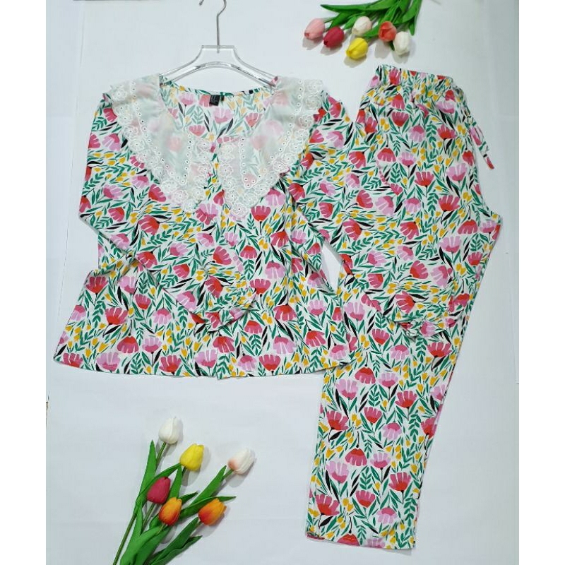 Bộ Tay Dài Cổ Ren - Lanh/Tole Vnxk F21