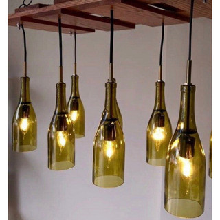 Chai thuỷ tinh tái chế chao đèn trang trí decor
