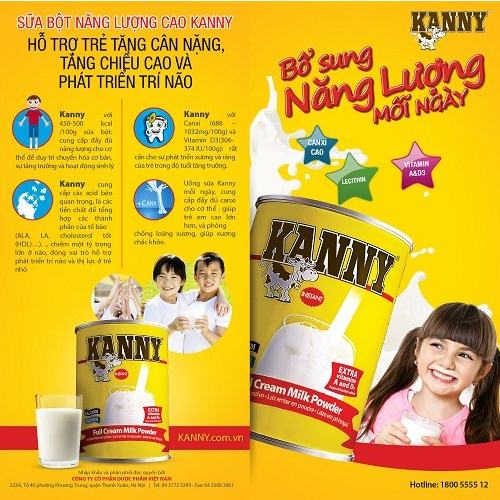 Sữa bột nguyên kem Kanny 28% chất béo loại 900g