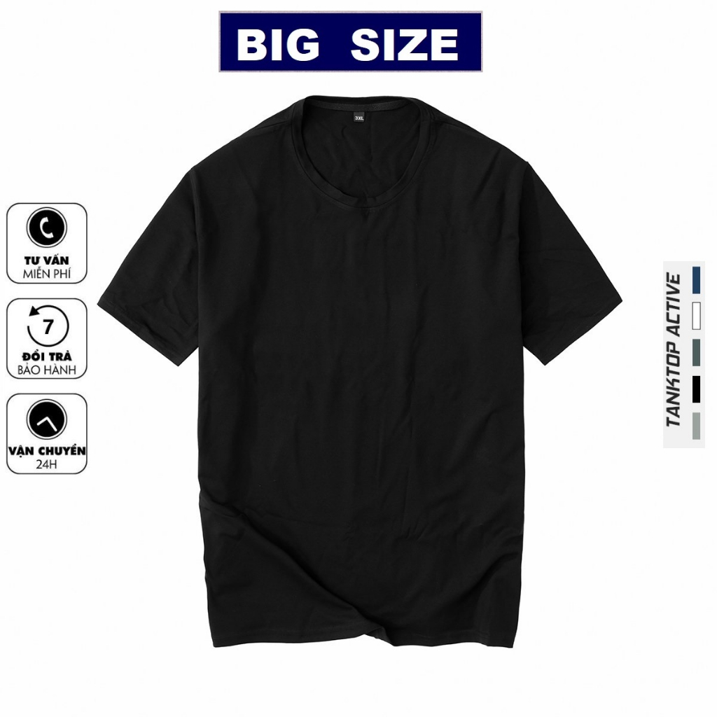 Áo Thun Nam Big Size Basic Trơn Cổ Tròn Cộc Tay Vải Cotton Co Giãn Mát Thấm Hút Mồ Hôi-D045