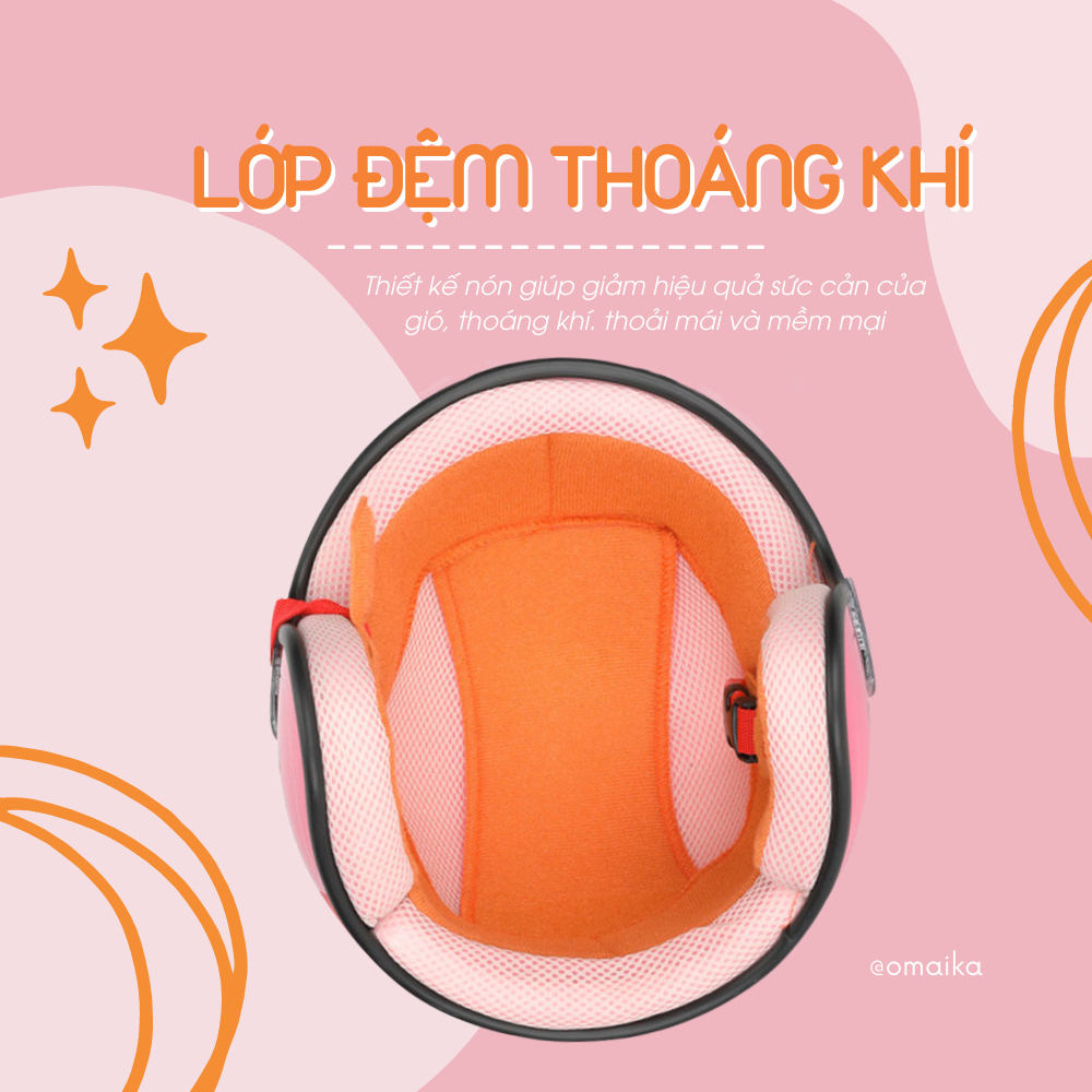 Mũ Bảo Hiểm Trẻ Em Omaika Có Kính Lót Đệm An Toàn Cho Bé Trai Và Bé Gái