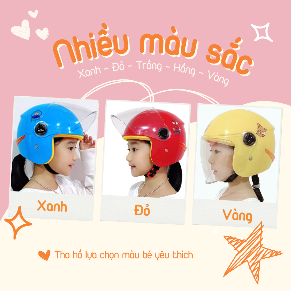 Mũ Bảo Hiểm Trẻ Em Omaika Có Kính Lót Đệm An Toàn Cho Bé Trai Và Bé Gái