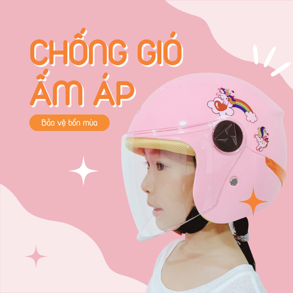 Mũ Bảo Hiểm Trẻ Em Omaika Có Kính Lót Đệm An Toàn Cho Bé Trai Và Bé Gái