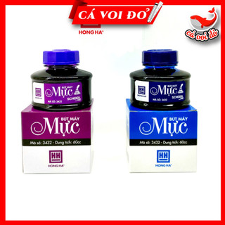  Combo 6 Mực bút máy Hồng Hà  3432  Xanh đen Tím đậm  Đen  Đỏ dành cho HS Tiểu học 