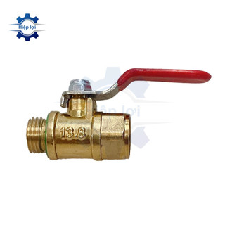 Van bi đồng ren 13.8mm - van bi ren trong ren ngoài - van khóa bi đồng thau - van khóa nước/ hơi máy khí nén