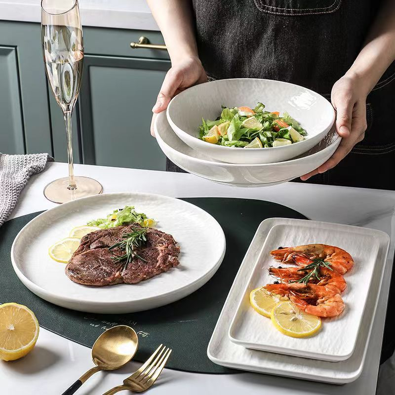 Đĩa sứ bắc âu,đĩa ăn slad,Đĩa dùng đựng Bít Tết, đĩa decor nhà hàng