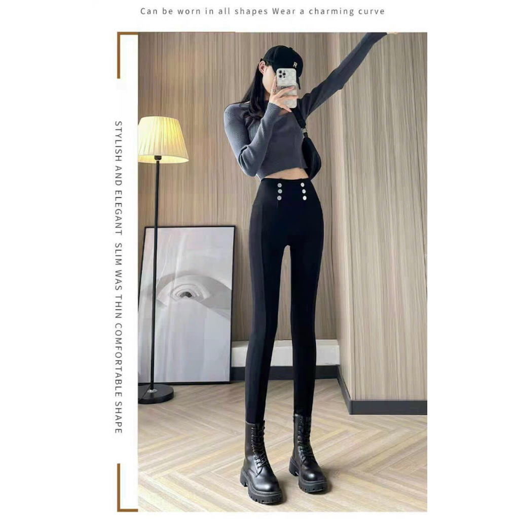 Quần legging ba cúc cạp cao định hình co dãn hàng qc fullbox