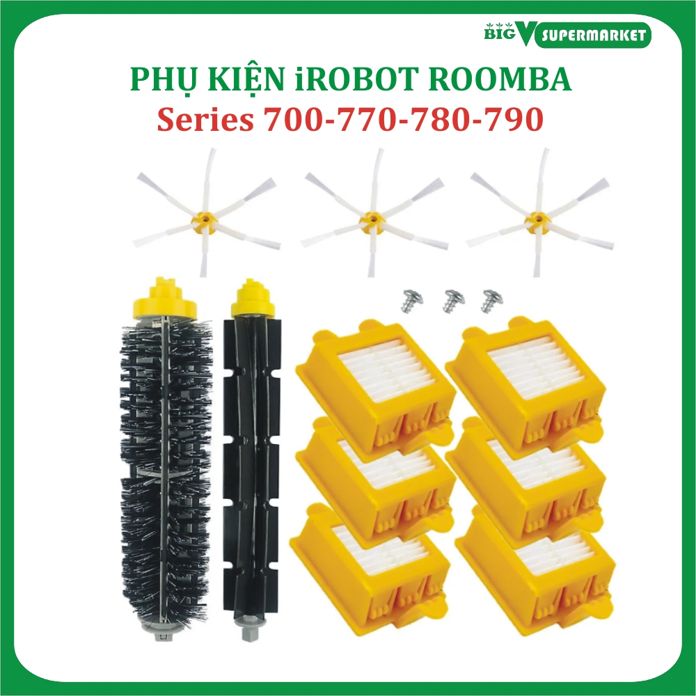 Phụ kiện Robot Hút Bụi iRobot Roomba Series 7 / 700, 770,780,790 Đôi Chổi lăn, bộ lọc hepa, chổi cạnh