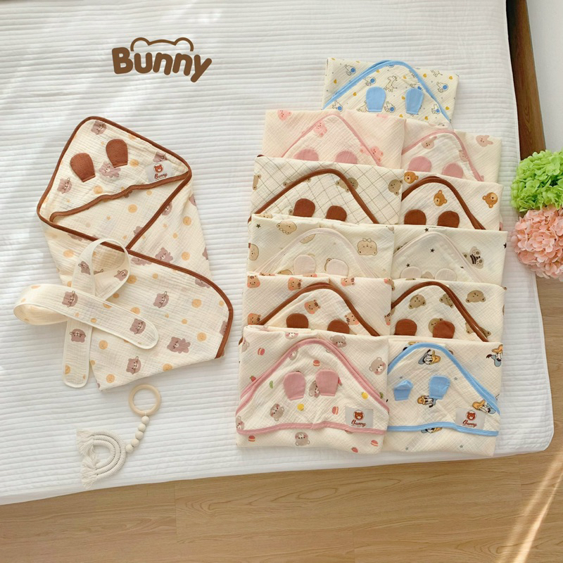 Khăn ủ/ Choàng ủ cho trẻ sơ sinh vải xô muslin cao cấp