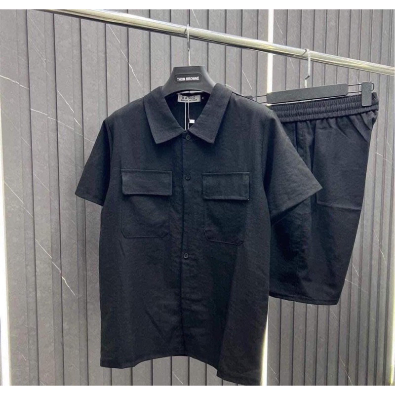 Bộ Đũi Cộc Cao Cấp, 2 Màu Đen - Trắng Chất Liệu Đũi Mát Mẻ Dành Cho Nam