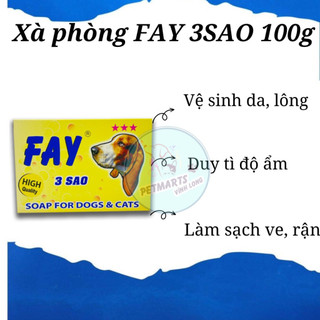 Xà phòng tắm tr ị ve, dưỡng lông, khử mùi cho chó mèo - Fay 3 sao 100g