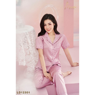 Bộ mặc nhà Pijama, bộ ngủ Lụa cộc tay cao cấp mềm mịn sang trọng mặc đẹp cùng Á hậu Tú Anh Mộc Eva LX212209