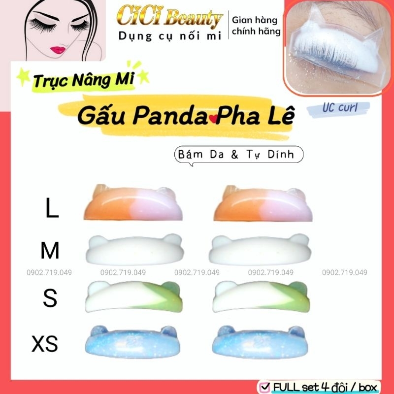 Trục uốn mi_Trục Nâng Mi Panda Pha Lê UC curl Tự Dính & Bám Da (Set 4 Đôi)