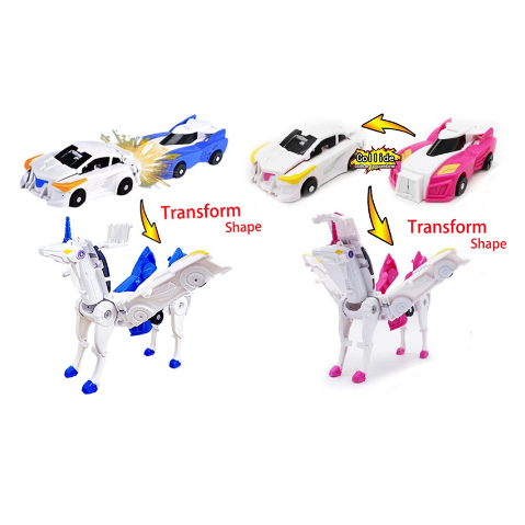 Đồ Chơi Oto Biến Hình Kỳ Lân Pegasus Tự Động, Hai Xe Ô Tô Biến Hình Robot Ngựa Unicorn Cho Bé Trai Bé Gái