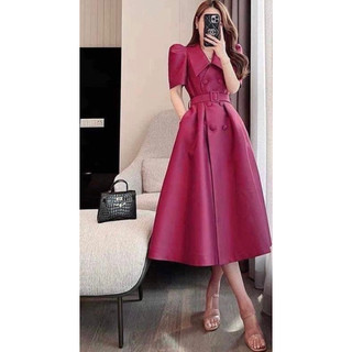 Rập giấy thiết kế là bản vẽ giấy không phải quần áo, Rập giấy đầm váy nữ sang trọng midi dáng cổ sen nhọn tùng xoè