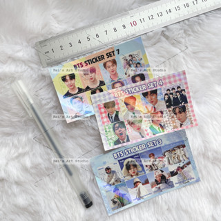 Sticker mini, tem niêm phong, hình dán BTS theo tấm mini 6x10cm cán hologram