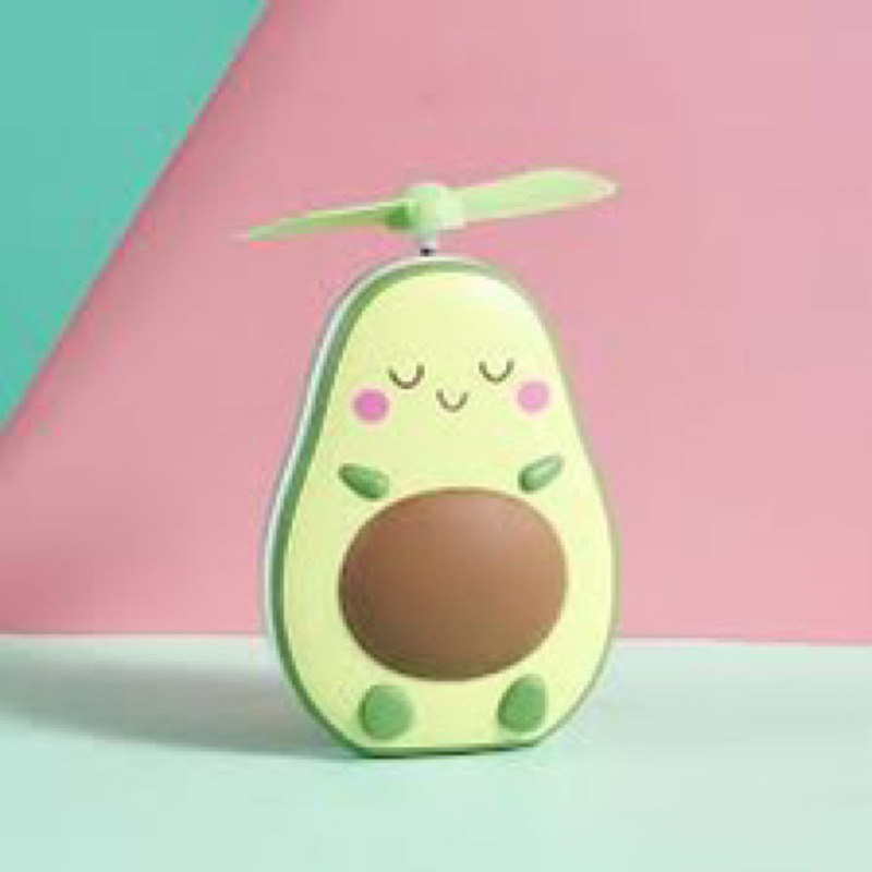 Quạt mini cầm tay hình bơ Có đèn có gương