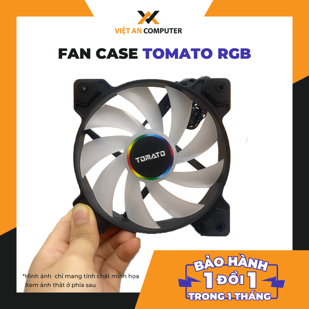 Quạt Tản Nhiệt - Fan case Tomato RGB Fan led đơn cắm nguồn trực tiếp- Tặng 4 Ốc bắt Main