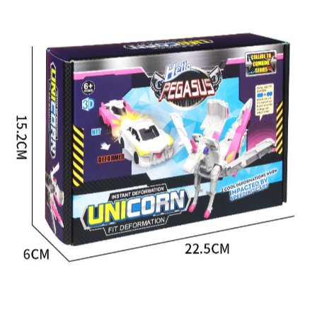 Đồ Chơi Oto Biến Hình Kỳ Lân Pegasus Tự Động, Hai Xe Ô Tô Biến Hình Robot Ngựa Unicorn Cho Bé Trai Bé Gái