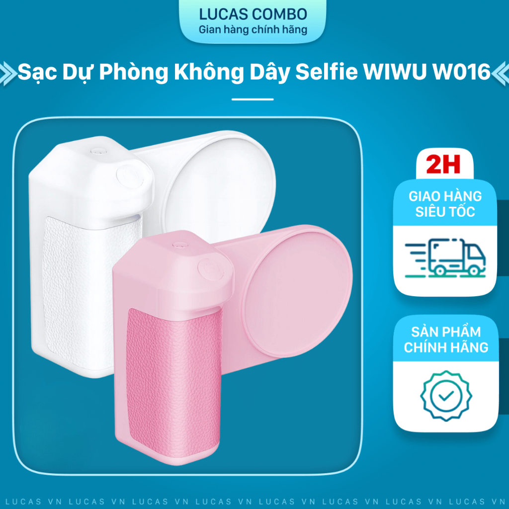 Sạc Dự Phòng Selfie Không Dây WIWU W016 Kết Nối Bluetooth Chụp Hình, Quay Video Như Máy Ảnh, Tích Hợp Dây Đeo Chắc Chắn