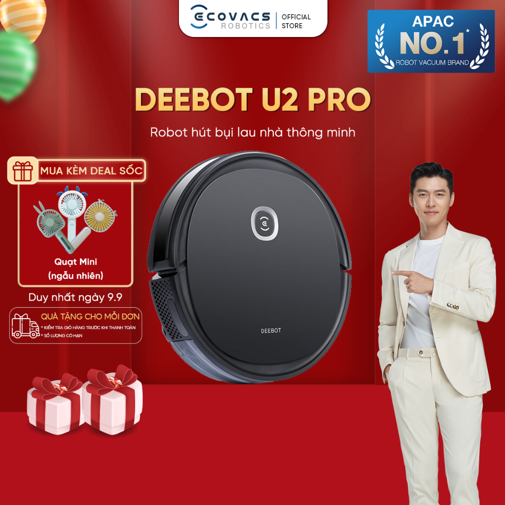 Robot hút bụi lau nhà thông minh Ecovacs Deebot OZMO U2 Pro - Bản Quốc Tế (Chuẩn CE)_Bảo hành 24 tháng