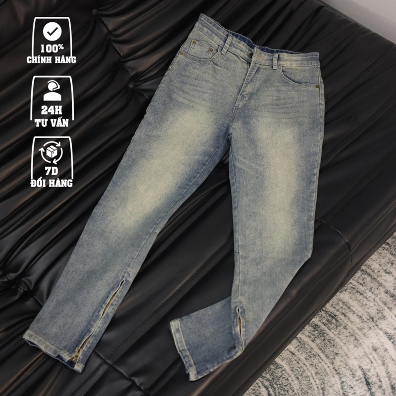Quần jean nam streetwear sk039,2 màu xanh vàng,xanh đậm,quần ống bó có khóa zip