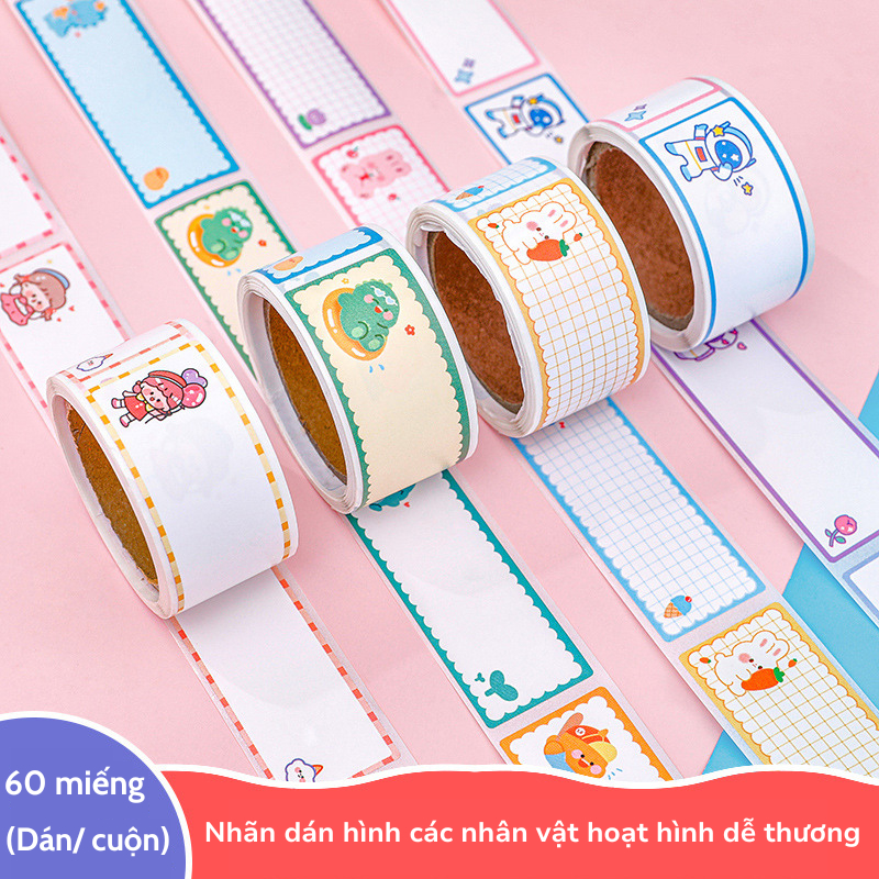 Set 60 Miếng Nhãn Dán Ghi Chú Hoạ Tiết Hình Dễ Thương Cho Học Sinh