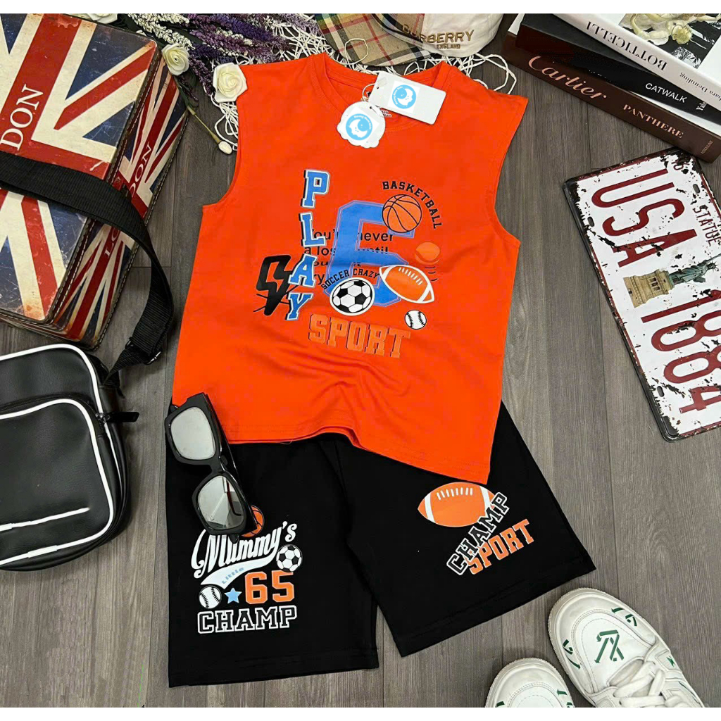 Bộ quần áo Bé trai mẫu BÓNG CHÀY sát nách từ 10kg đến 28kg-MẪU BÓNG CHÀY