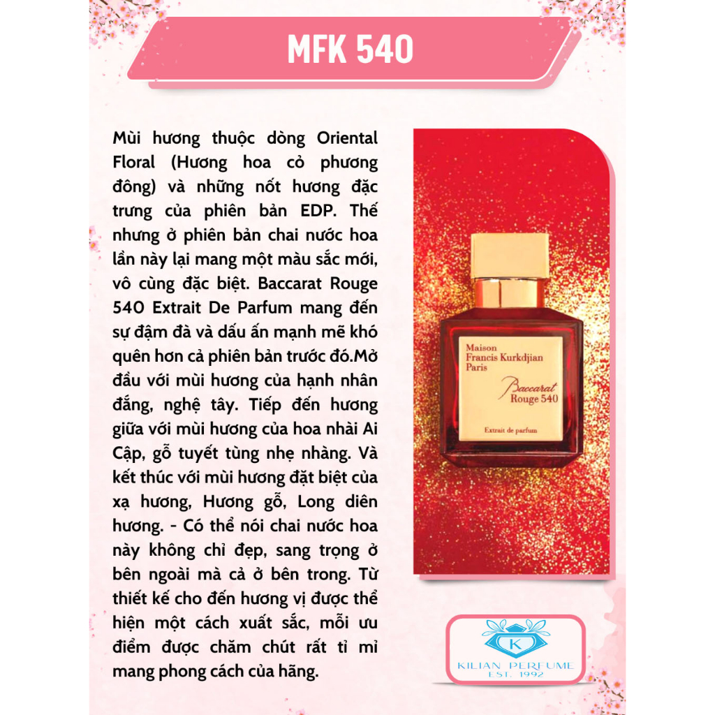 Nước Hoa Nam Nữ Unisex Maison MFK Đỏ Vàng Francis Kurkdjian Baccarat Rouge 540 Nồng Độ EDP 10/70/200ml | BigBuy360 - bigbuy360.vn