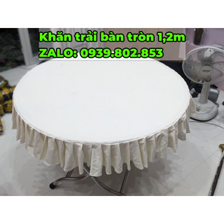 Khăn trải bàn may dúng viền - bàn tròn 10 người 1,2m - Màu kem