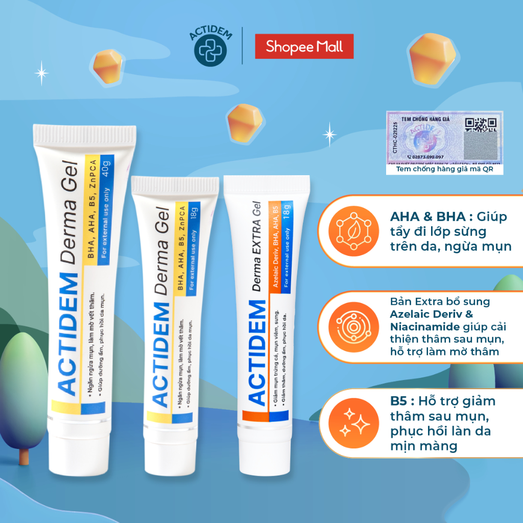 Gel giảm mụn Actidem Derma Gel 18/40gr