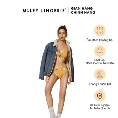 Bộ Đồ Lót Thể Thao Miley Lingerie Cổ Tròn Lưng Logo Canation Yellow