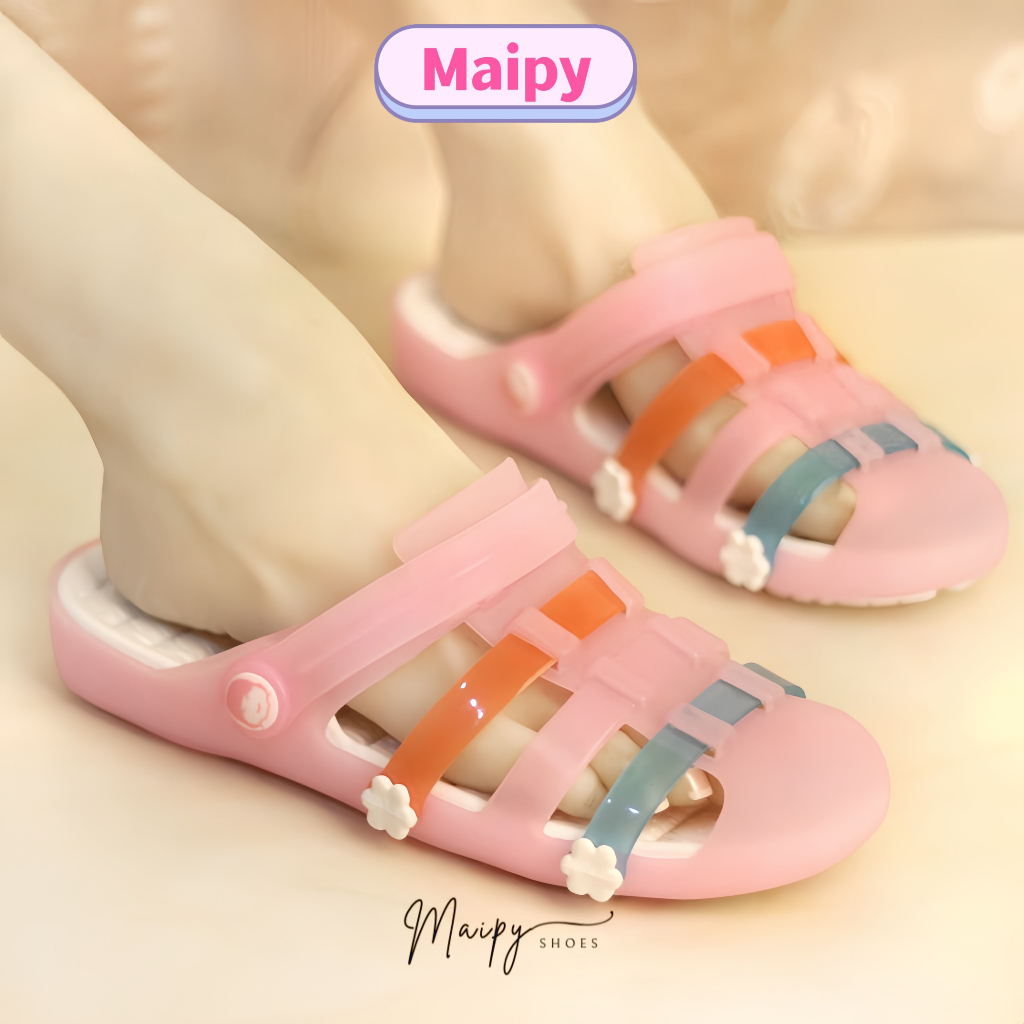 Giày sandal nhựa dẻo đan lưới đi mưa cao 3cm chất EVA siêu nhẹ Maipy G044